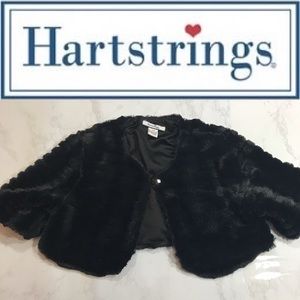 Hartstrings Faux Fur Black Shrug Sweater Jacket